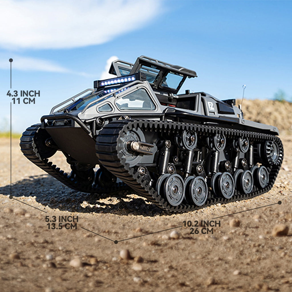 Full-Proportional RC Tracked Tank with LED Lights, Alloy Door Open Military War Vehicle Off-Road Remote Control Tank for Kids
