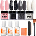 Dip Powder Nail Kit with YANYILIKE Label, Four Pink Black Glitter Gray Pearl Powders and Three 10ml Liquids — image 8