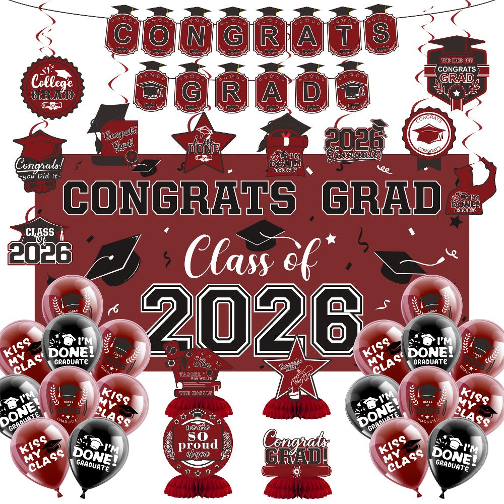 Class of 2026 Graduation Decoration Set with Letter Banner, Hanging Pieces and Six Color Options — image 5