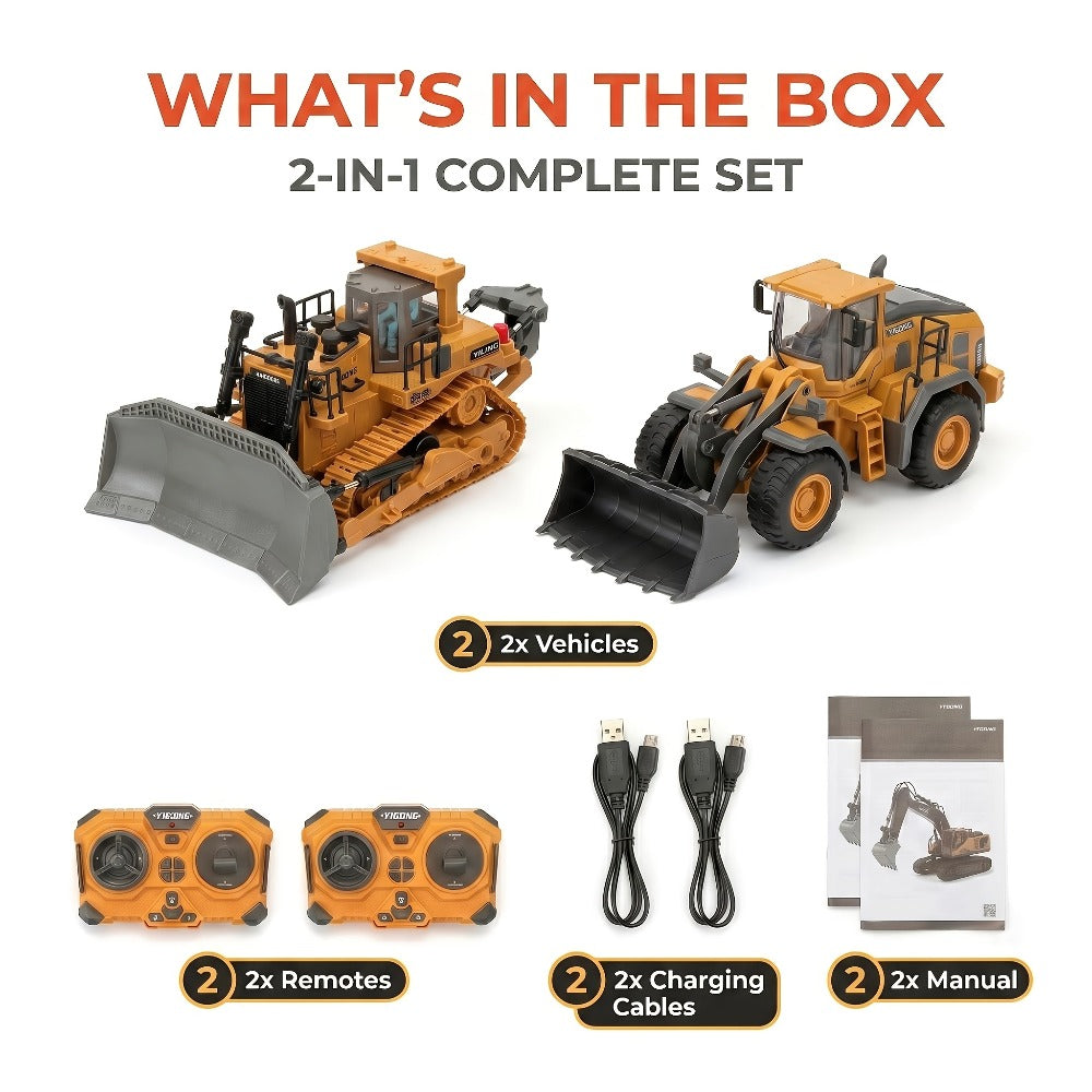 RC Engineering Vehicle Set 11-Channel 2.4GHz, 2-in-1 & 4-in-1 Remote Control Excavator Dump Truck Bulldozer — image 5