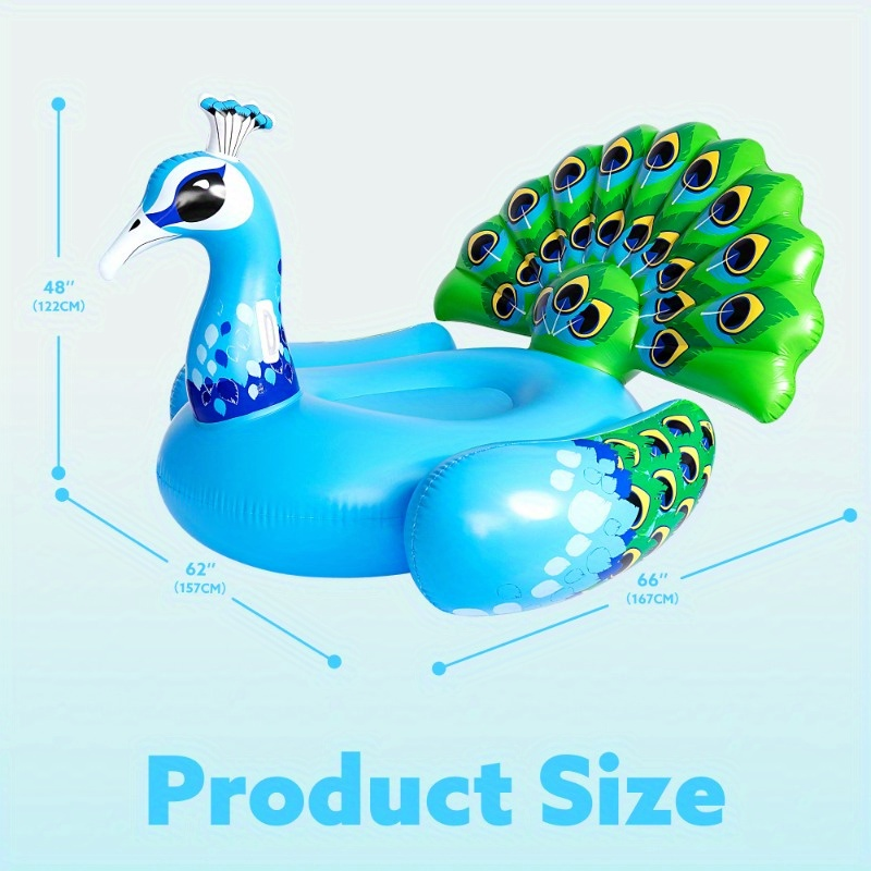 Pool Float Peacock-Shaped Two-Person Raft, 66 x 62 x 48 Inches, 0.30mm PVC and 400lb Listed Capacity — image 4
