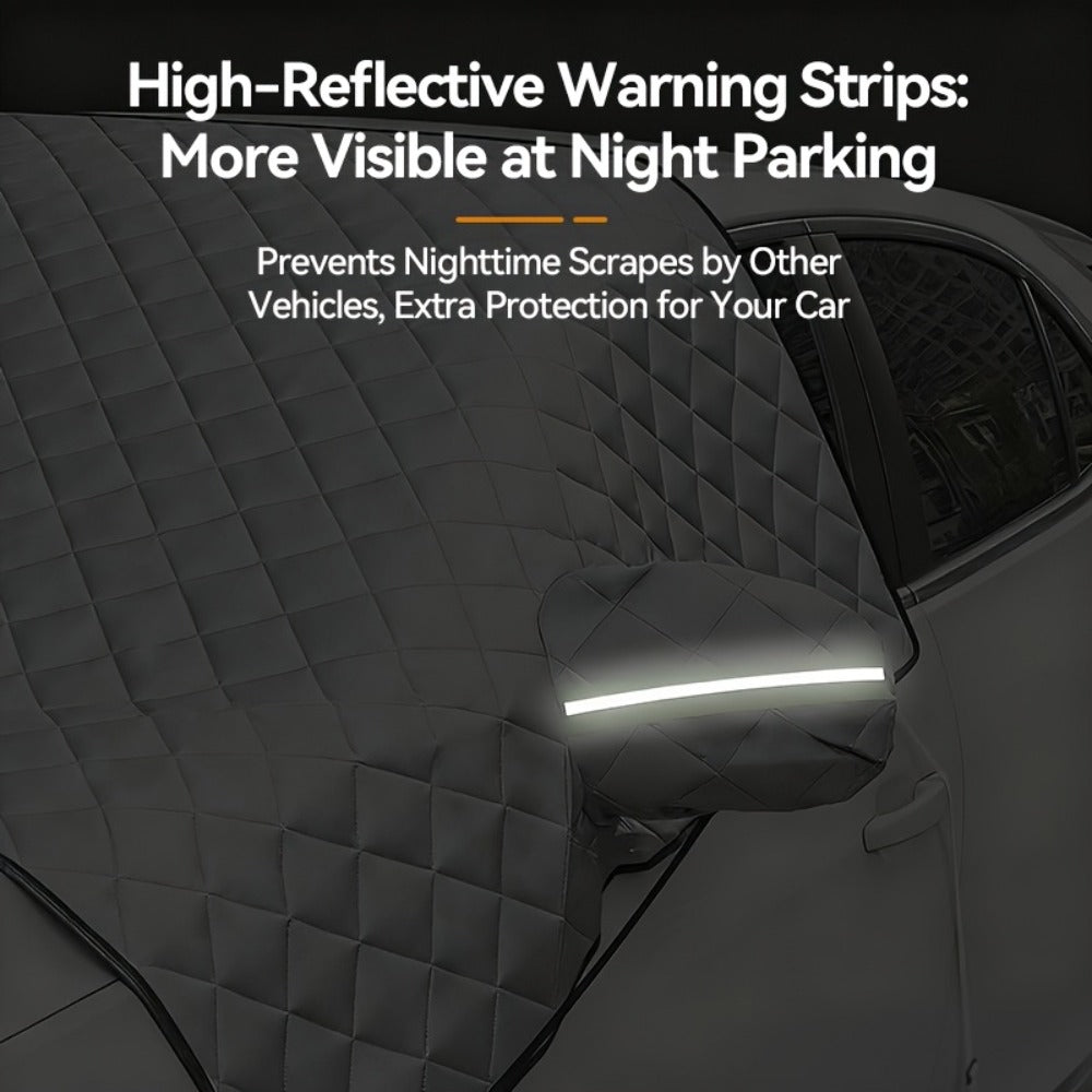 Magnetic Car Sunshade Cover Universal Fit – UV Blocking Heat Insulating Snow Wind Leaf Proof with Reflective Strips — image 5