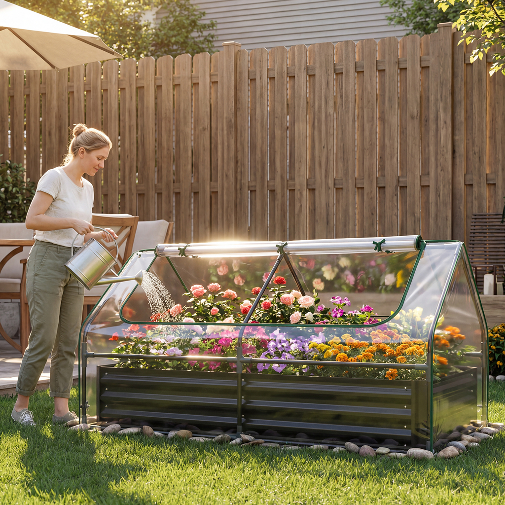 Raised Garden Bed with Greenhouse Cover 3-in-1 for Garden, Patio and Yard Use, with the Listed Configuration — image 9