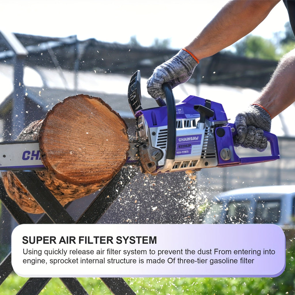 Chainsaw, Gas Powered Forestry Wood Cutting Farm Yard for Garden, Patio and Yard Use, with the Listed Configuration — image 9