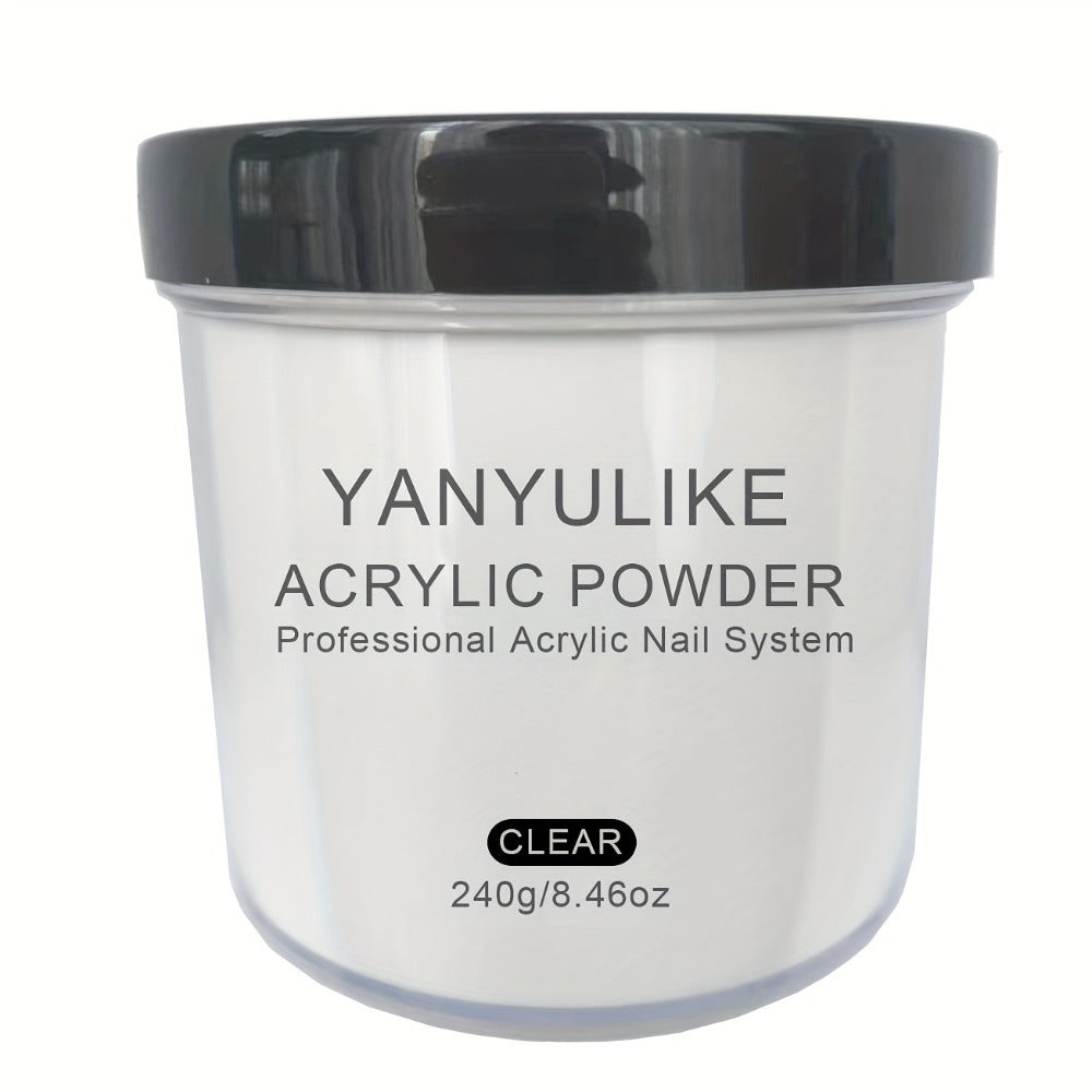 240g Acrylic Nail Powder Jar in Clear, Pink, Nude or White for Use with Compatible Acrylic Liquid — image 3