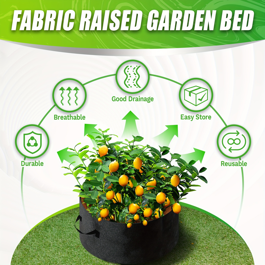Round Divided Fabric Raised Grow Bed with Handles in 24-, 36-, 48- or 60-Inch Diameter Options — image 10
