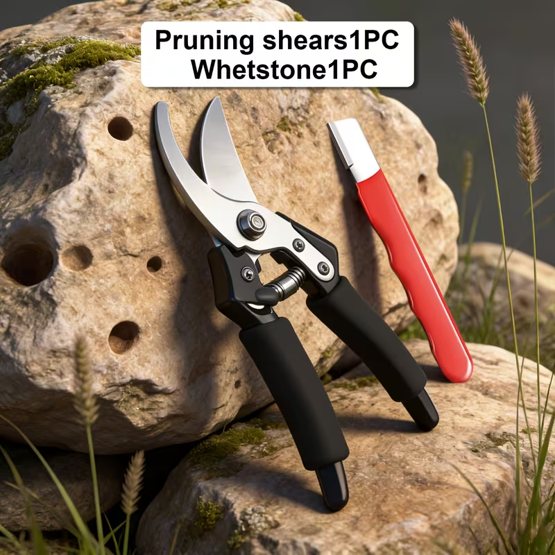 Stainless Steel Pruning Shears, 8.27 Inches with Sharpening Stone in One- or Two-Set Options — image 3