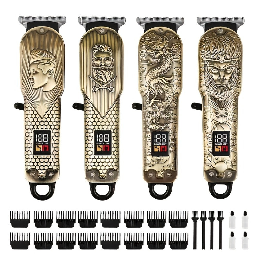 JH702 Hair Clipper Set with DC01 Fashion Belt, Digital Display, USB Charging and Two Engraved Design Options — image 11