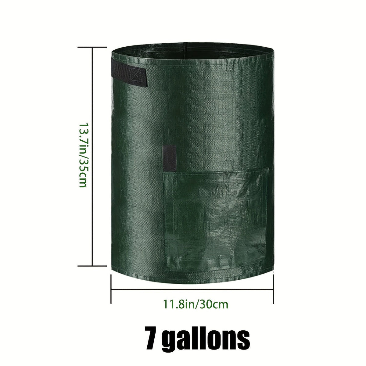 Grow Bags, Four Green 7-Gallon-Labeled Potato Side Harvest Flaps and Carry Handles for Container Planting — image 3