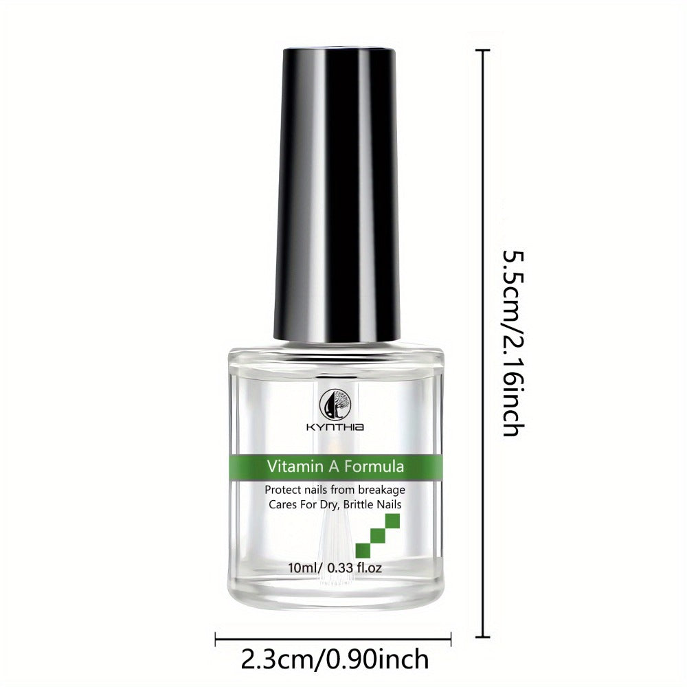 Clear 10 ml Nail Care Bottle with Black Cap, Green Vitamin A Label and Attached Brush Applicator — image 5
