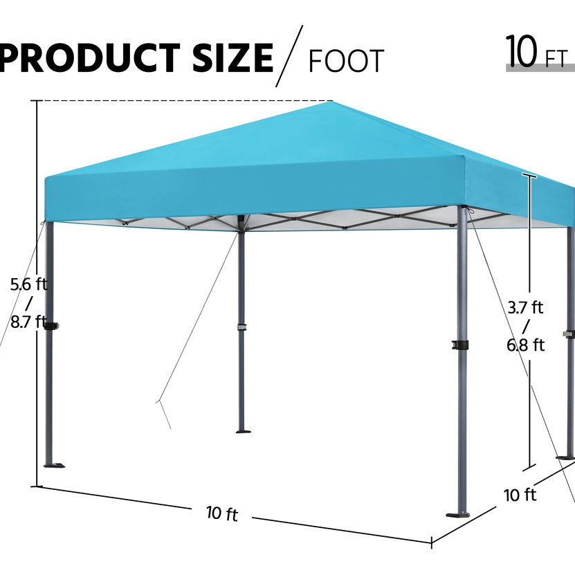 Pop Up Canopy One-Push Lock UPF 50+ Height Adjustable Instant Canopy Tent with Roller Bag, Guy Lines & Ground Anchors for Par