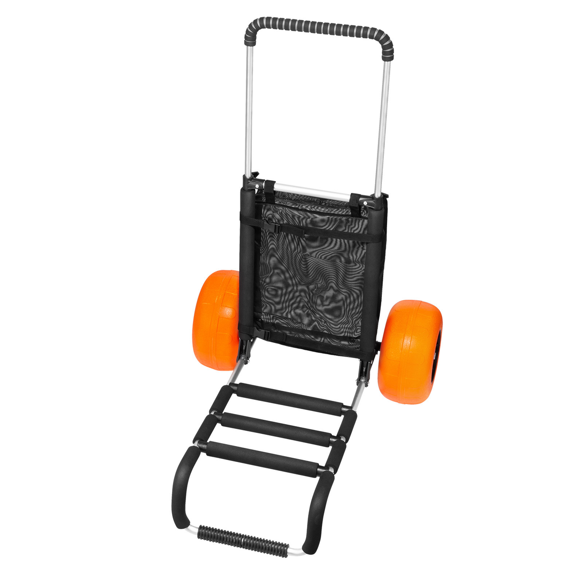 Beach Cart Aluminum Alloy 12-Inch PU Foam Wheels Folding Sand Cart Adjustable Handle for Camping Fishing Gardening Outdoor — 