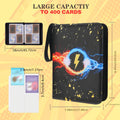 Trading Card Binder 400 Pockets – Faux Leather Lightning Bolt Design, Double-Sided Sleeves for Pokemon MTG TCG Sports Cards —