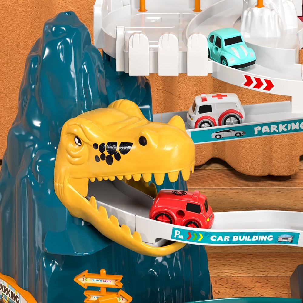Dinosaur Race Track Toy Set for Kids with 10 Mini Cars & Ramp Launcher with the Listed Color, Size or Set Options for Everyda