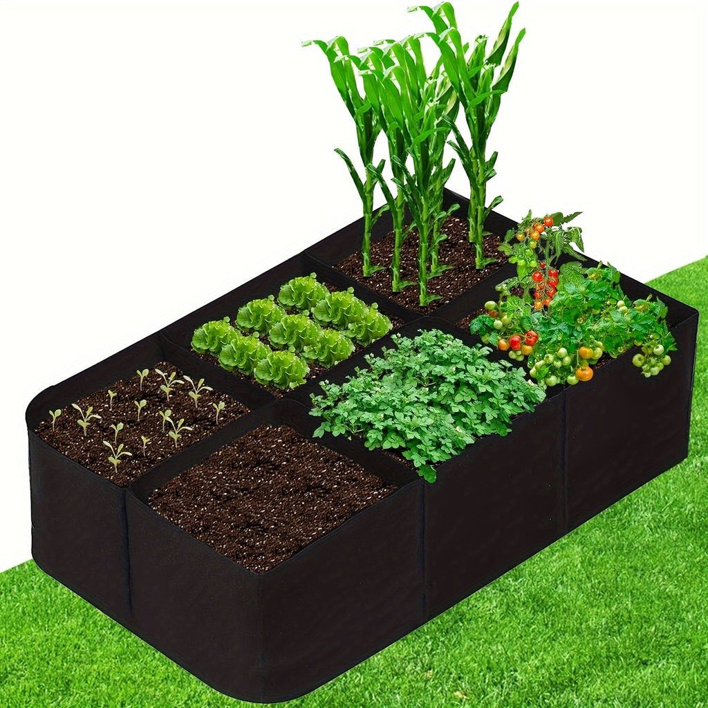 Raised Bed Grow Bag 128 Gallon 6 Grids 48x24x12 Inch | Breathable Fabric Planter for Vegetables Potatoes Flowers | Rectangle 