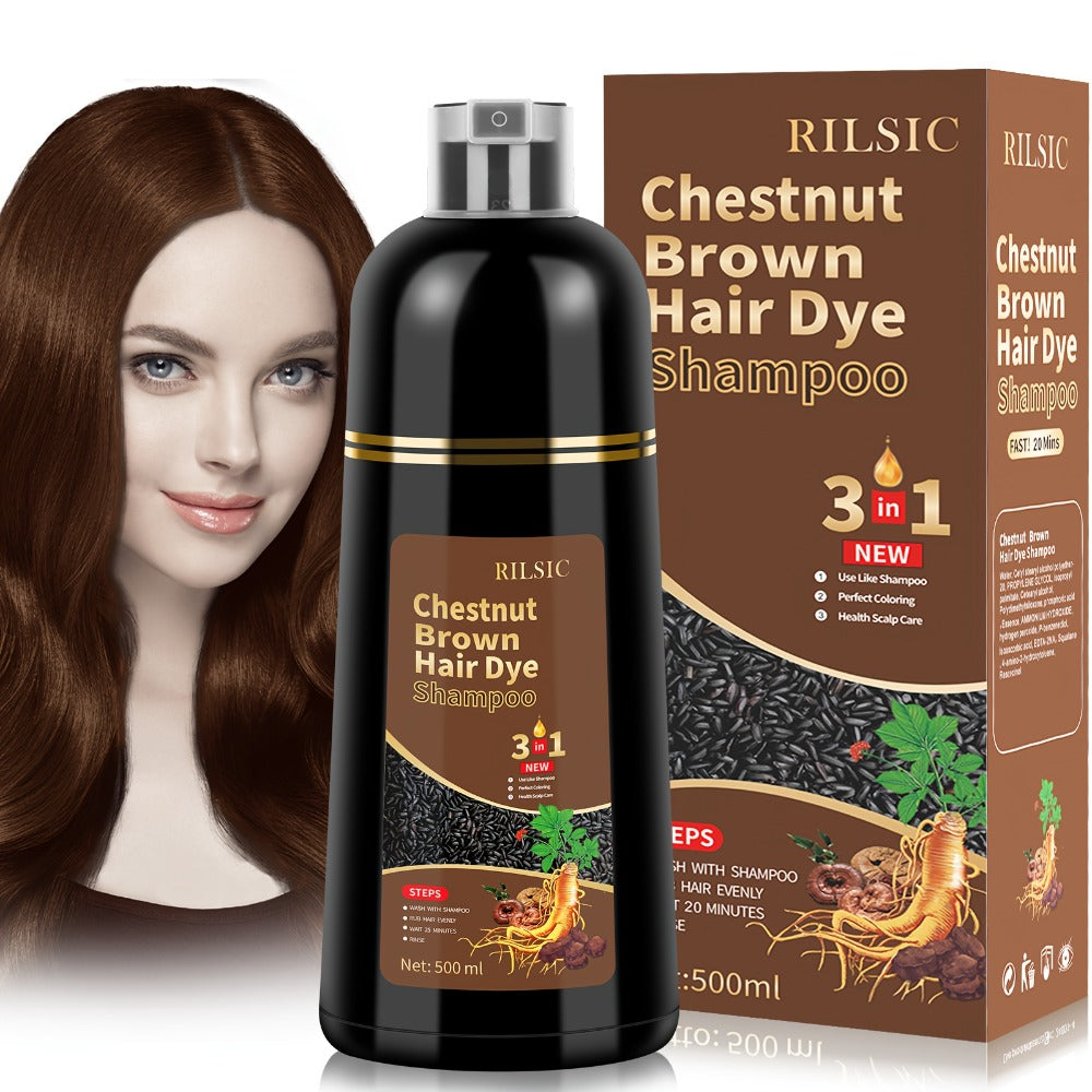 RILSIC 3-in-1 Gray Hair Color Shampoo with Plant Squalene – 100% Gray Coverage Wash & Condition Instant Results, No Mix No Am