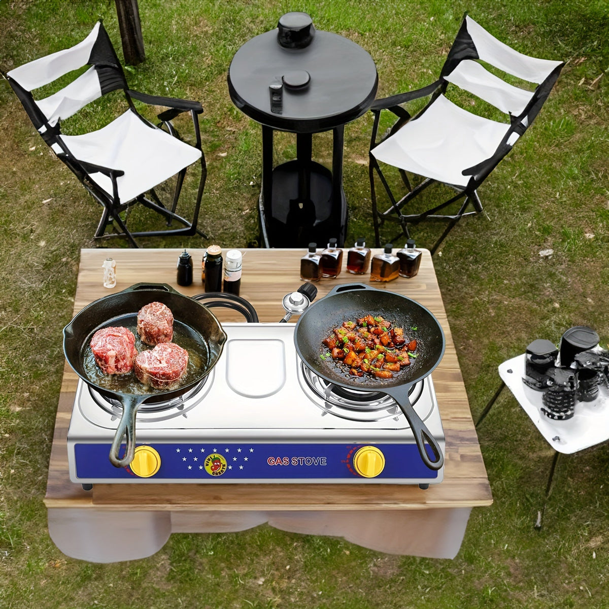 Tabletop Propane Stove VIVICREATE 4000 BTU, Portable Outdoor Cooking Stove with 4/2/1 Adjustable Settings — image 1