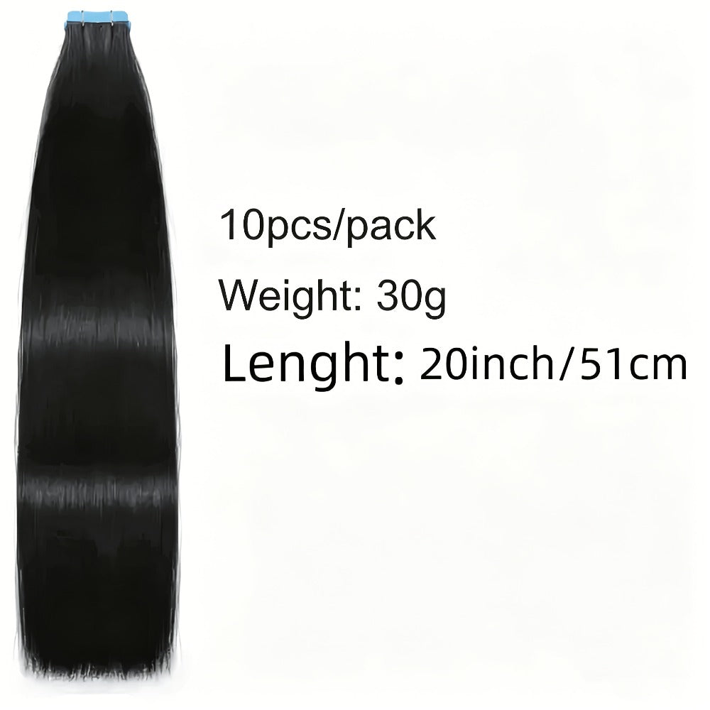 Tape In Hair Extensions Human Hair Straight Natural Black 1B Seamless Skin Weft 10pcs 30g 16 20 22 24 Inch Invisible Blend fo