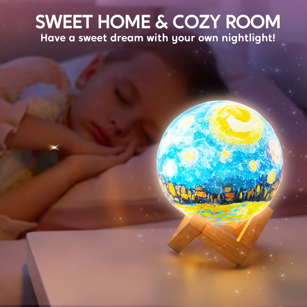 Paint-Your-Own Moon Lamp Craft Kit with 12 Colors, Four Metallic Paints, Two Brushes and Wooden Stand — image 7