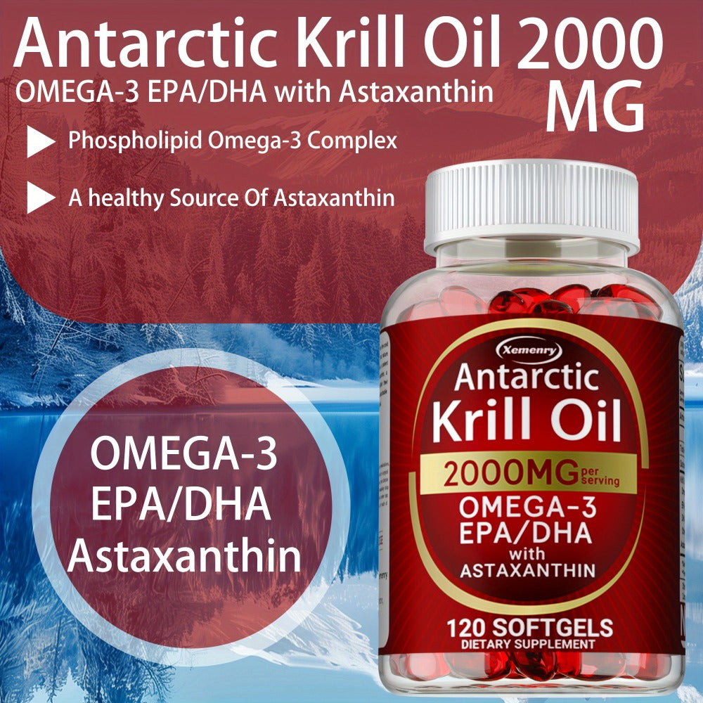 Antarctic Krill Oil 2000mg Softgels 120 Count with Astaxanthin EPA & DHA for Bath Time, Home Spa and Personal Care — image 12
