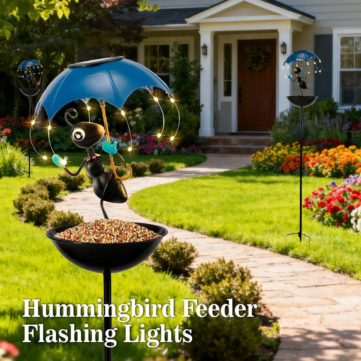 Solar Frog Statue Garden Light with Bird Feeder & LED String Decor, for Garden, Pathway and Patio Lighting — image 15