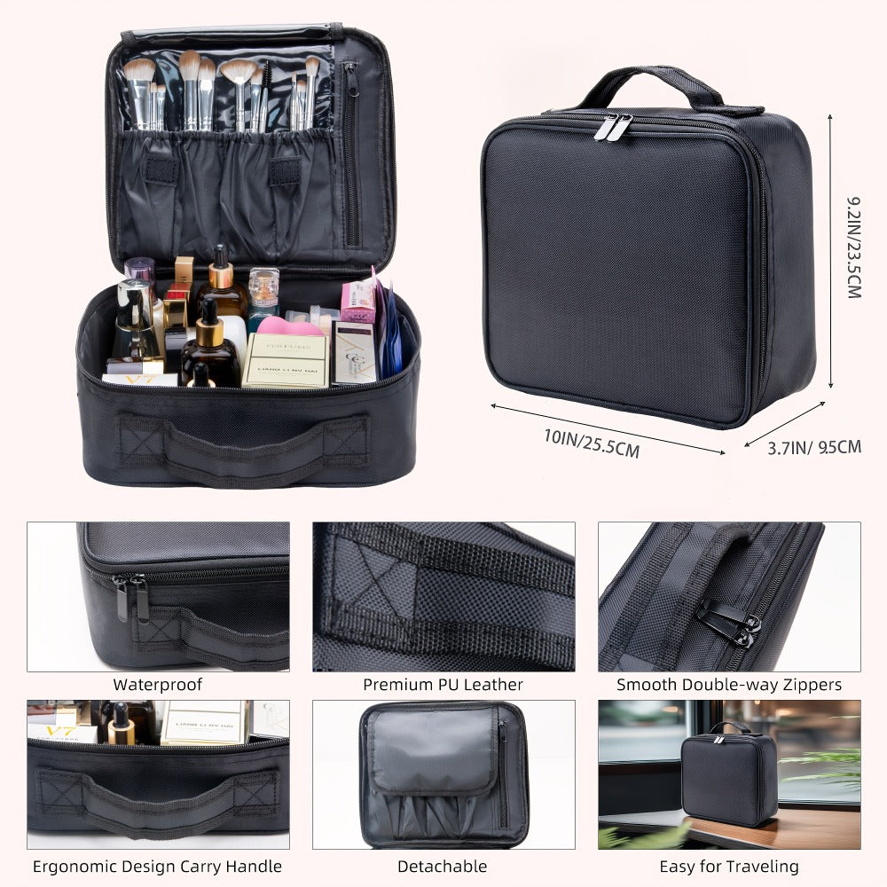 Makeup Bag Fabric Travel Case with Easy-Clean Lining and Top Handle for Travel, Vanity and Everyday Beauty Storage — image 9