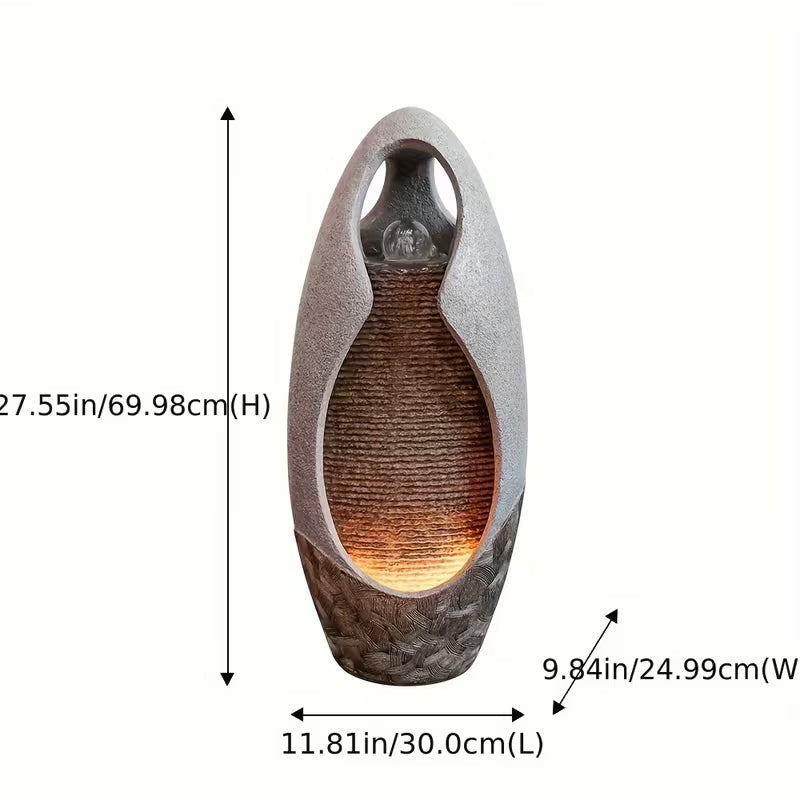 27.6 in Floor-Standing Cobblestone Fountain with Lights