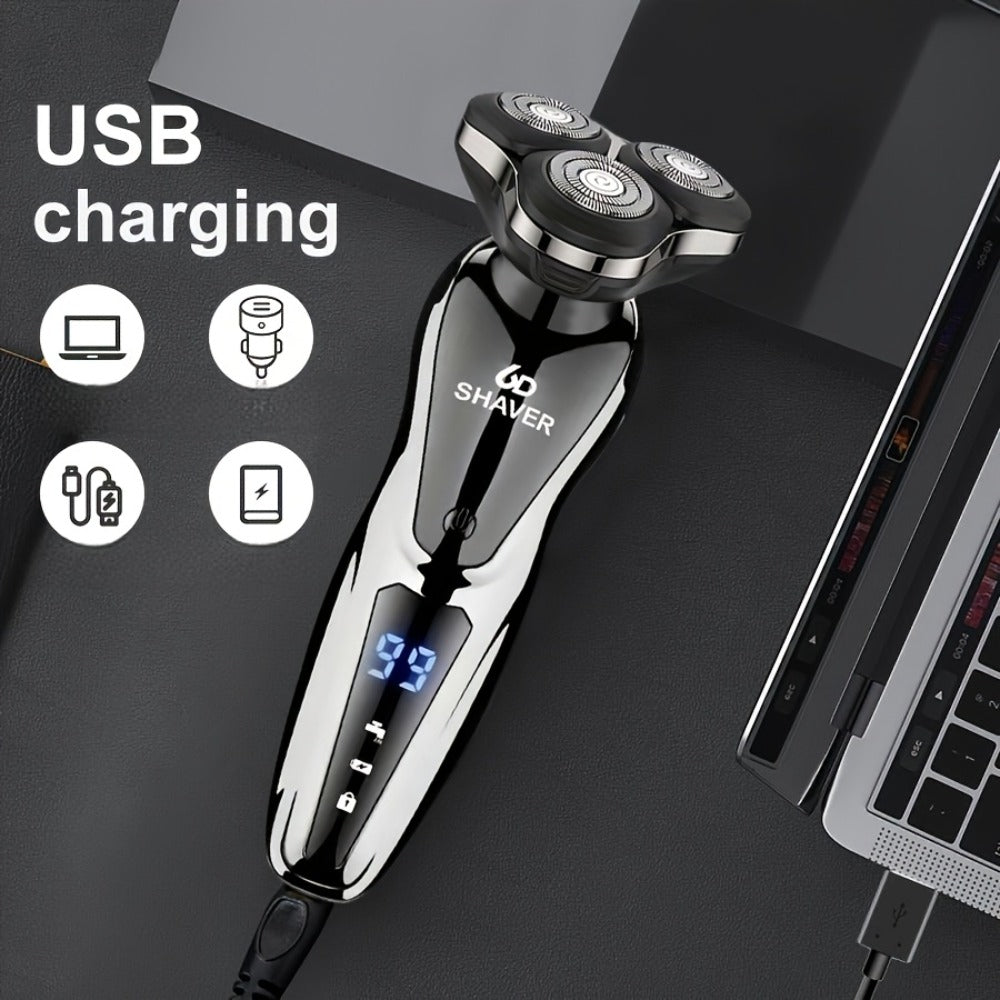 Black Three-Head Rotary Shaver with Digital Display in Standalone, Three-Piece or Four-Piece Sets — image 9