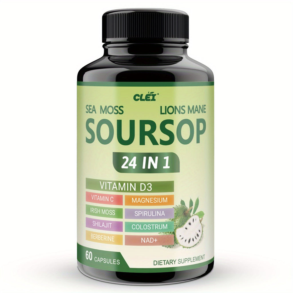 Herbal Supplement with CLEI Label, Soursop Graviola 24-in-1 Capsules, 60 Count, One or Two Bottles — image 16