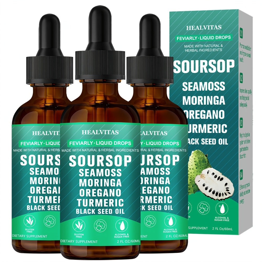 Soursop Bitters Liquid Drops 10-in-1 with Sea Moss Ashwagandha Moringa Turmeric Black Seed Oil — image 6