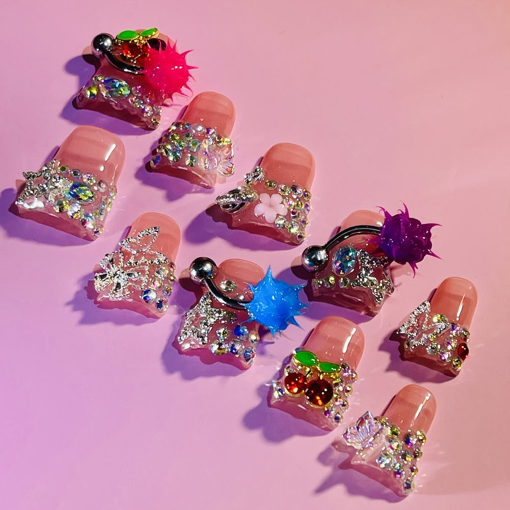 Press On Nails Colorful Handmade Duck-Tip Set in S, M and L Sizes with Glue-On Application — image 3