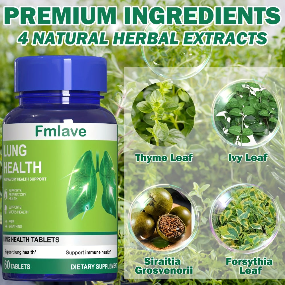 Herbal Lung Cleanse Supplement 60 Tablets, Respiratory Health Support, Breathing Comfort, Mucus Clearance & Immune Boost — im