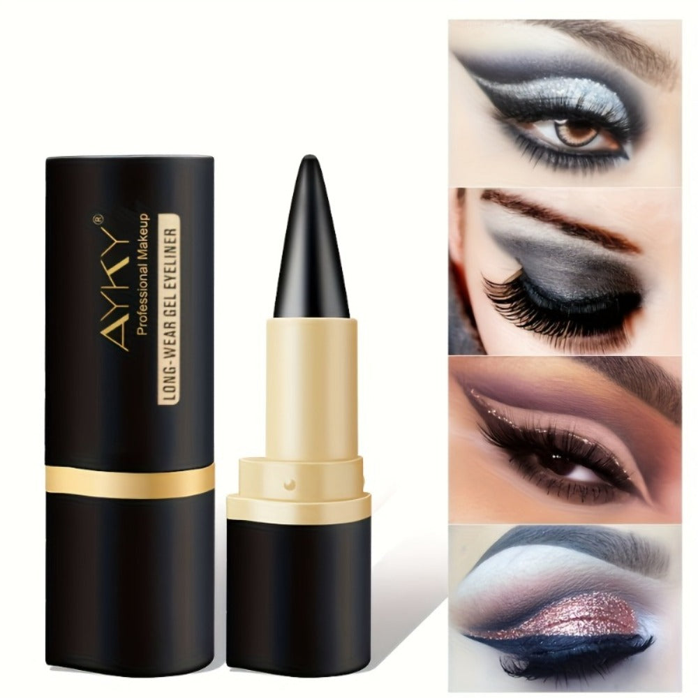 Compact Matte-Look Black Cone-Tip Eyeliner Set with Three Twist-Up Sticks in Black and Gold Cases — image 3