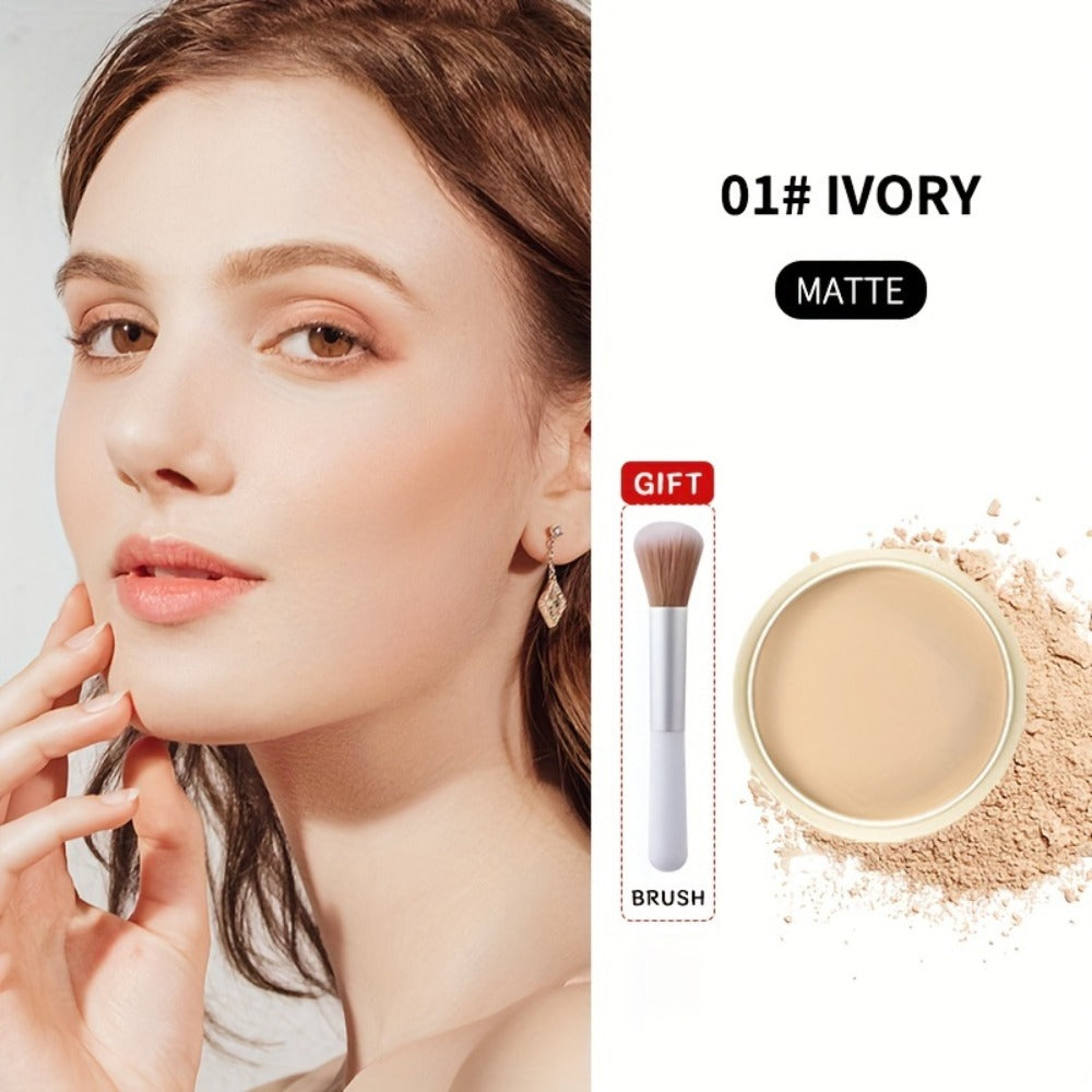 Oil Control Setting Powder Kit with Concealer Puff & Brush – Wet & Dry Dual Formula, Water-Resistant Long-Lasting Matte Finis