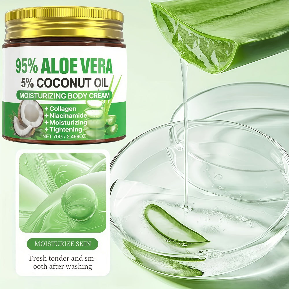 Aloe Vera Collagen Face Cream, Two Jar Set with Hyaluronic Acid and Coconut Oil for Daily Moisture — image 6