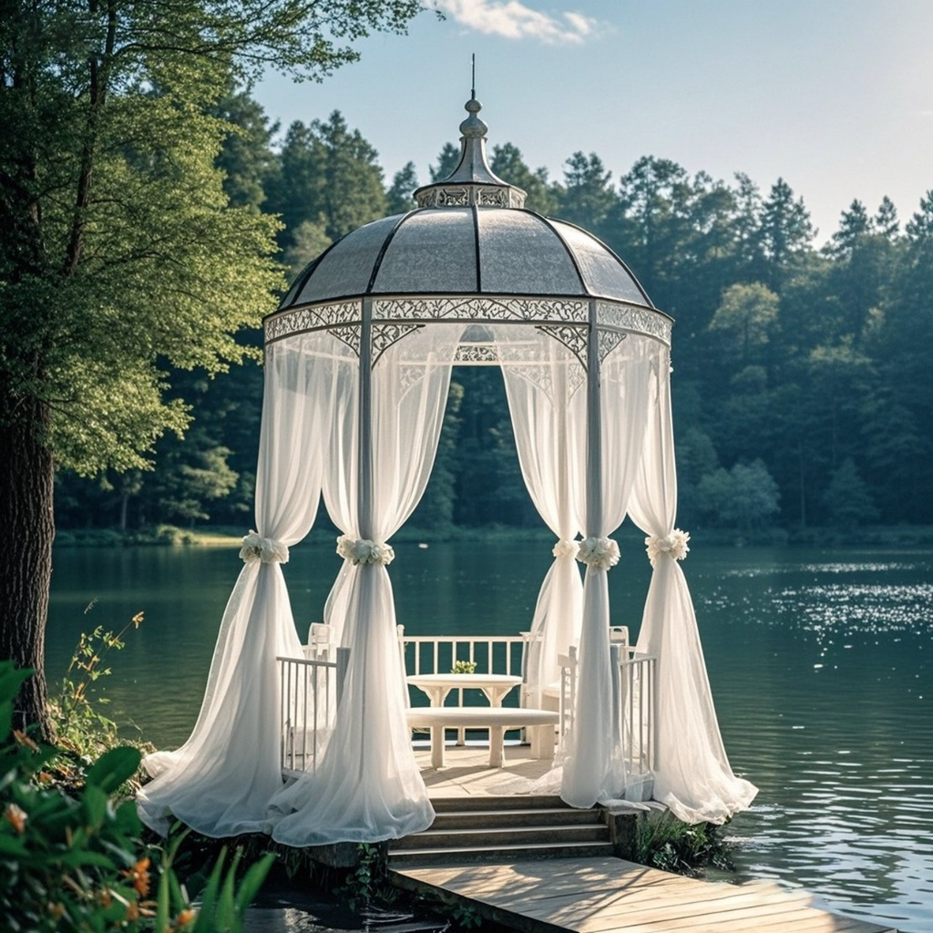 Four-Piece White Sheer Outdoor Curtain Set with Rod-Pocket Top and 152 x 304 cm Panel Size — image 7