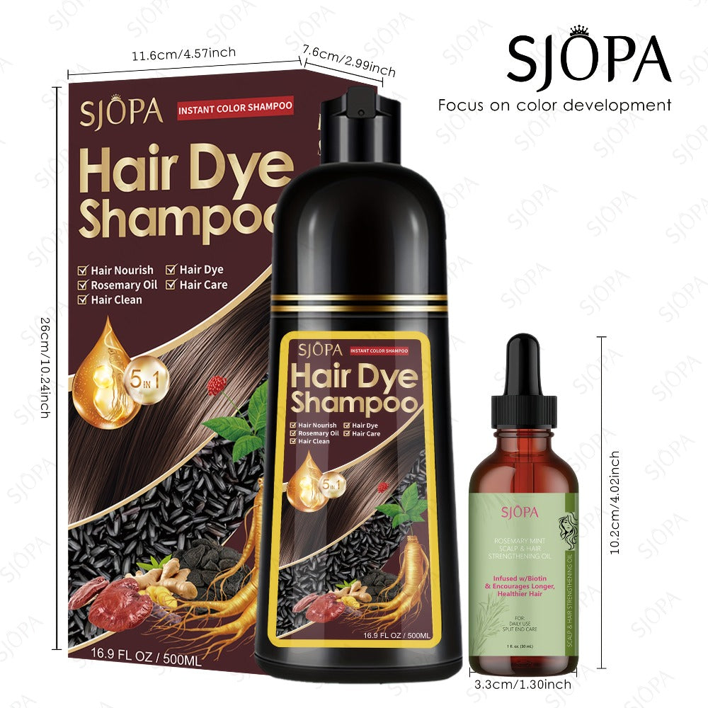 Hair Dye Coloring Shampoo 5-in-1 Upgraded with Hibiscus Oil, Squalane & Glycerin – Quick Color & Nourishing, Gentle Skin-Safe