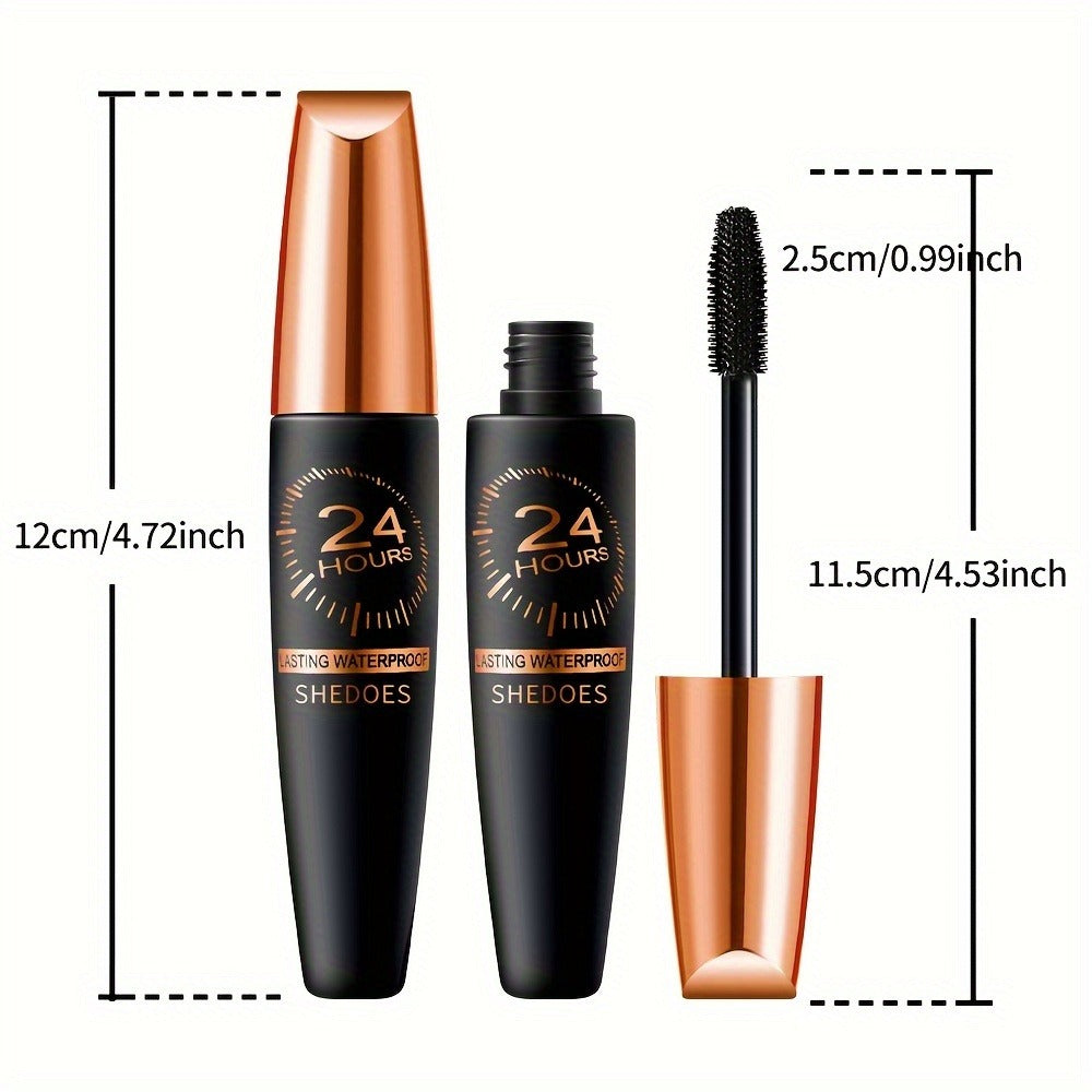 Black Mascara Three-Piece Set with Tapered Tubes, Copper-Color Caps and Black Bristle Applicator Wands — image 4