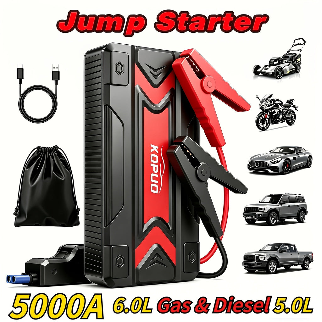 Car Jump Starter Power Bank 3-in-1 12V Battery Booster Charger LED Flashlight SOS for Cars Motorcycles for Garden, Patio and 