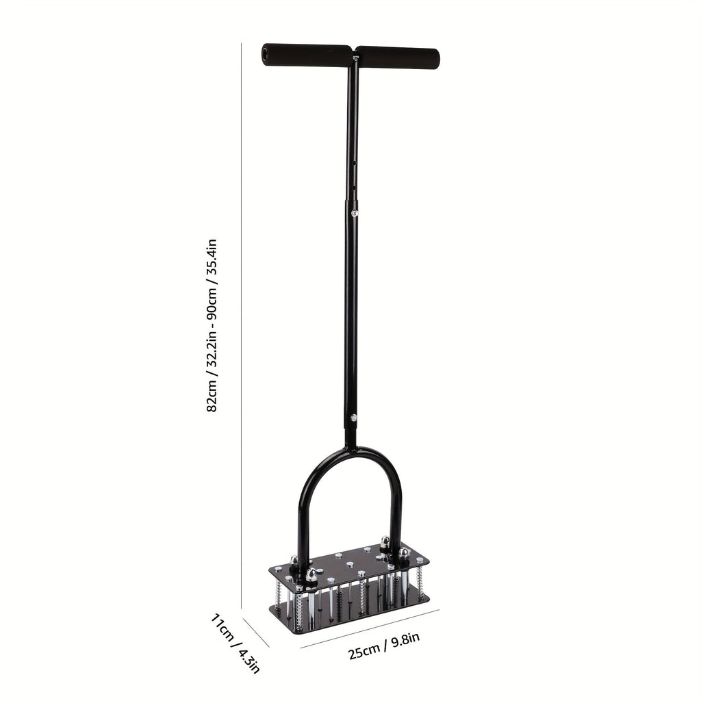 Self-Cleaning Lawn Aerator with 14 Iron Spikes – Spring-Loaded Auto-Clean Mechanism for Leaves & Dirt, Manual Soil Loosening 