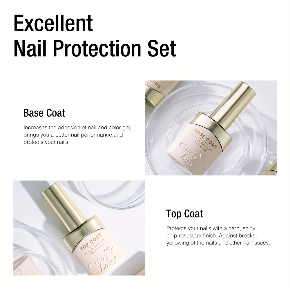 Gel Nail Dehydrator & Primer Kit 4-Piece – Nail Prep Dehydrator, Bonding Primer, Gel Base Coat & Top Coat for Long-Lasting Ch