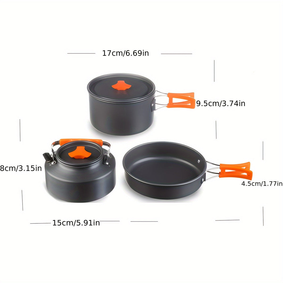 Outdoor Camping Cookware Set, Portable Aluminum Alloy Cooking Pot Pan Kettle Kit, for Camping, Travel and Outdoor Use — image