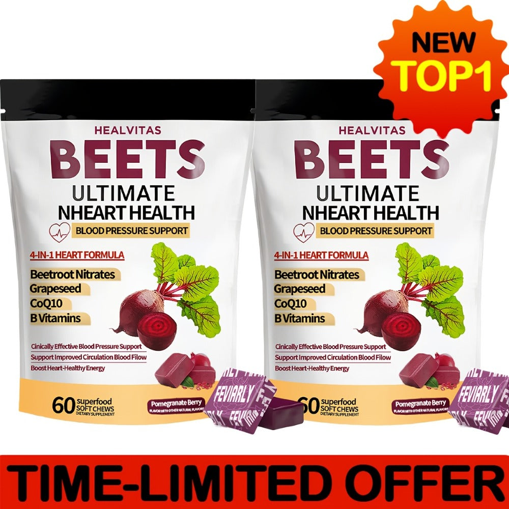 Beetroot Gummies with CoQ10, Grape Seed Extract & Multivitamins, Blood Pressure Support, Heart Health — image 2