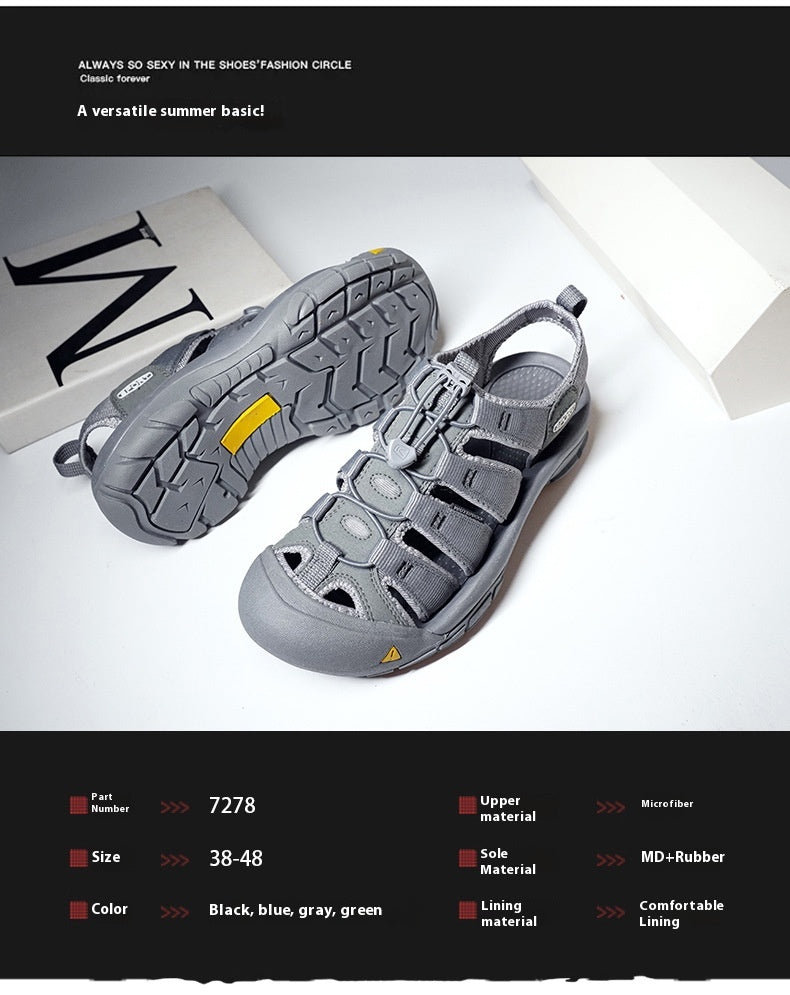 Men's Thick Bottom Toe Cap Beach Upstream Plus Size Outdoor Casual Shoes