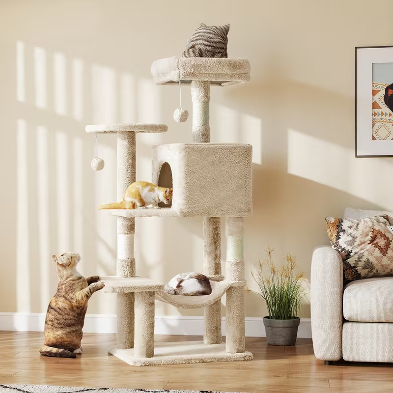 Multi-Level 44in Cat Tower with Enclosed Condo, Hammock, Round Platforms and Sisal-Wrapped Posts — image 28