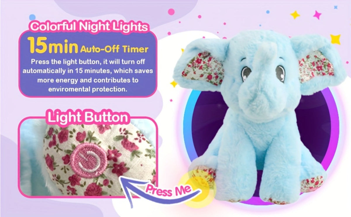 Plush Toy Blue Elephant with LED Glow and Optional Lullaby Music for Soft Room Display and Gifting — image 11