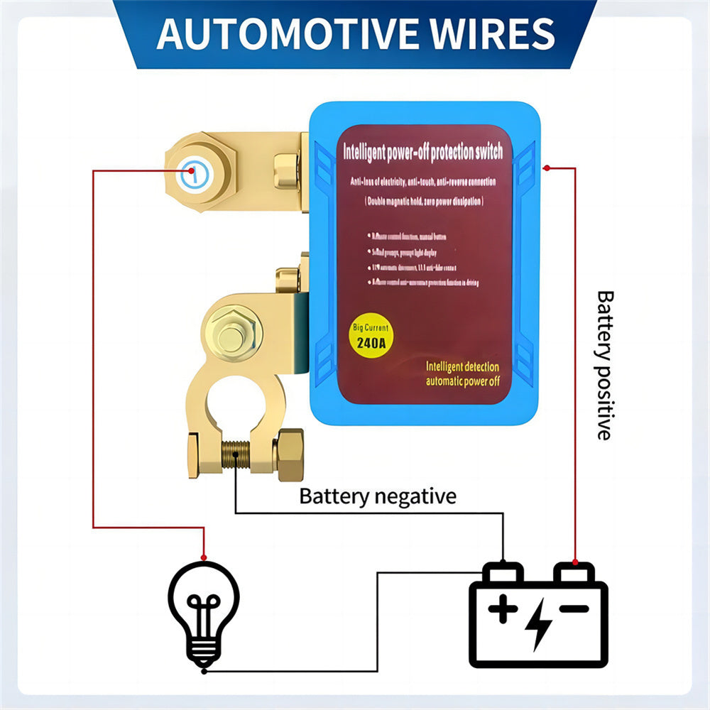 Battery Disconnect Switch Remote 12V 24V 240A – Wireless Kill Switch Auto Cut-Off Magnetic Relay, Anti-Drain Anti-Theft for C