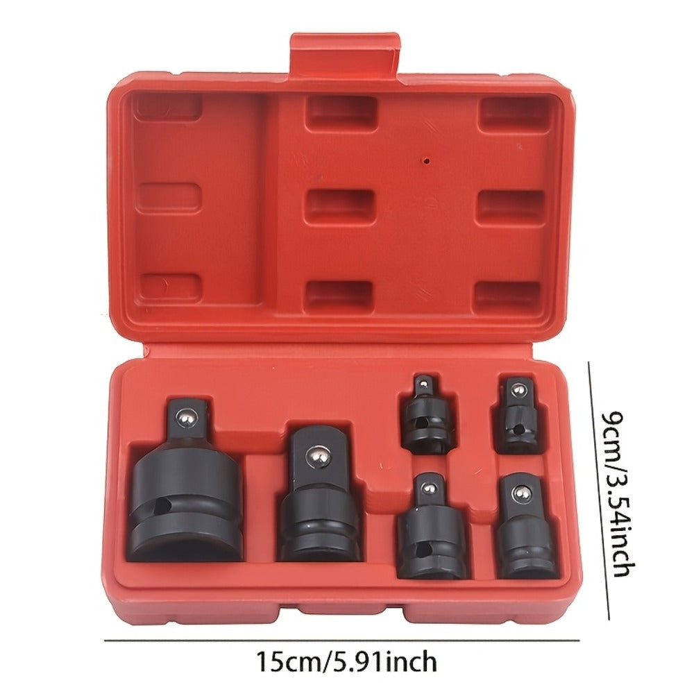 Impact Adapter & Reducer Set 6-Piece – 1/4" 3/8" 1/2" 3/4" Female-to-Male Air Square Drive Conversion Tool | Chrome Molybdenu