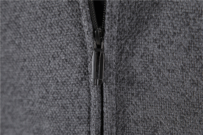 Men's Solid Color Casual Hooded Sweater Zipper Cardigan
