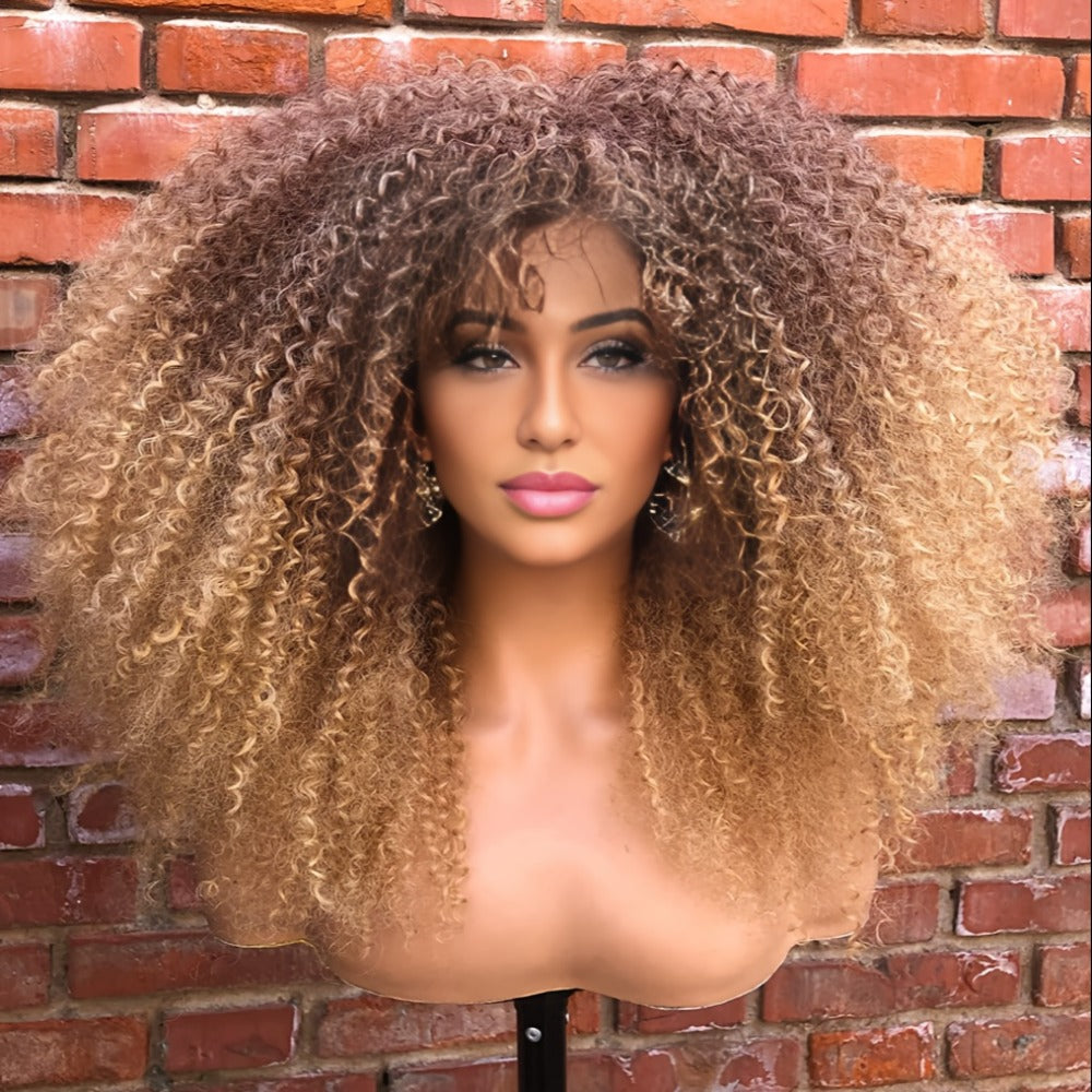 Synthetic Wig 18-Inch Kinky Curly Afro with Full Bangs, Glueless Straps and Combs for Costume Styling — image 4